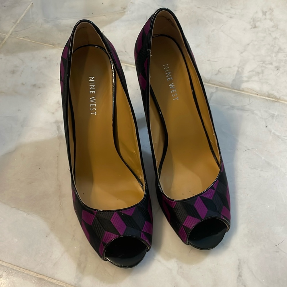 Nine West purple and black 4” heels